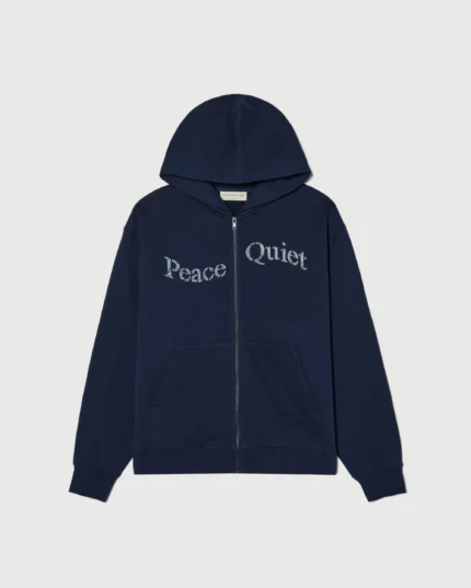 Stencil Zip Up Hoodie Navy